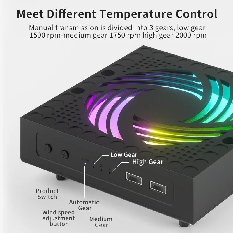 Cooling Fan for Xbox Series X/S – RGB Low-Noise Top Fan with Adjustable Speed System