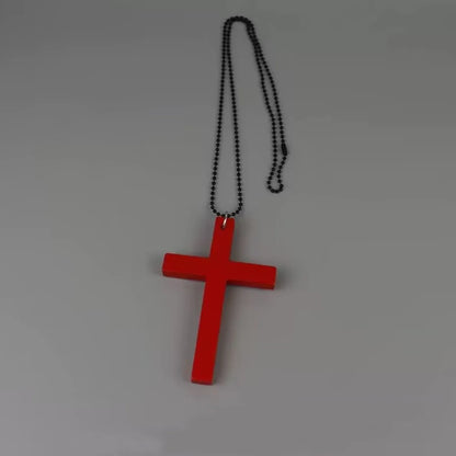 Trendy Punk Gothic Wood Cross Pendant Necklace for Men & Women – Vintage Black Hip Hop Y2K Party Jewelry Gift