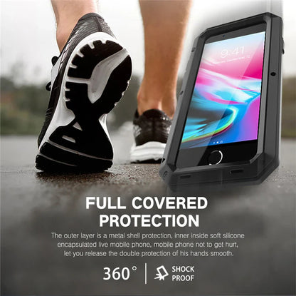 Armor Heavy Duty Protection Case for iPhone 7 to 15 Plus – 360° Metal Tank Shockproof Cover