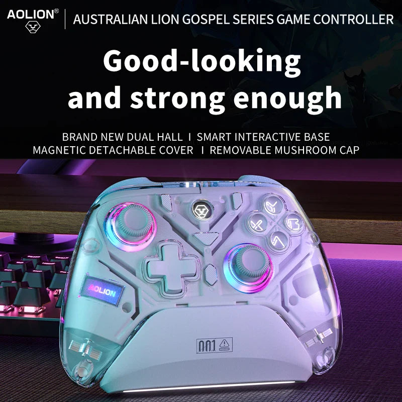 Aolion K10 RGB Wireless Gaming Controller – Gamepad with Charging Dock, Hall Effect Joystick & Trigger for Nintendo Switch 2/PC/Phone