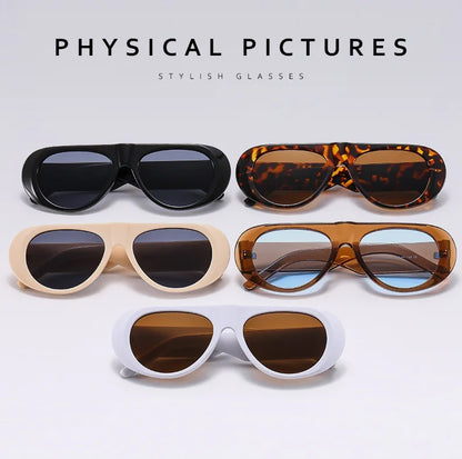 Fashion Retro Oval Large Frame Sunglasses — Minimalist Design UV-Resistant Eyewear for Women