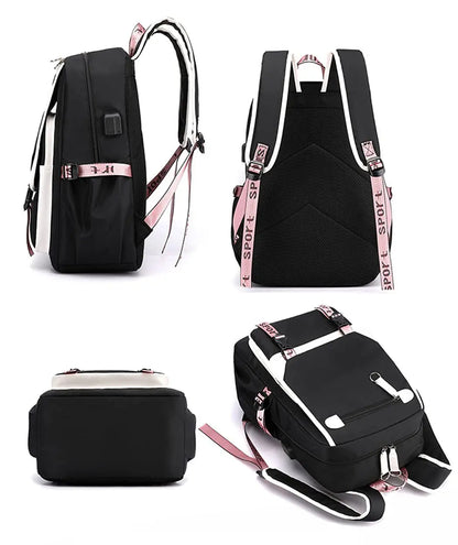 KPop Demon Hunters Print Backpack — Large Capacity School Bag for Rumi, Mira & Zoey Fans, Casual Canvas Travel & Bookbag