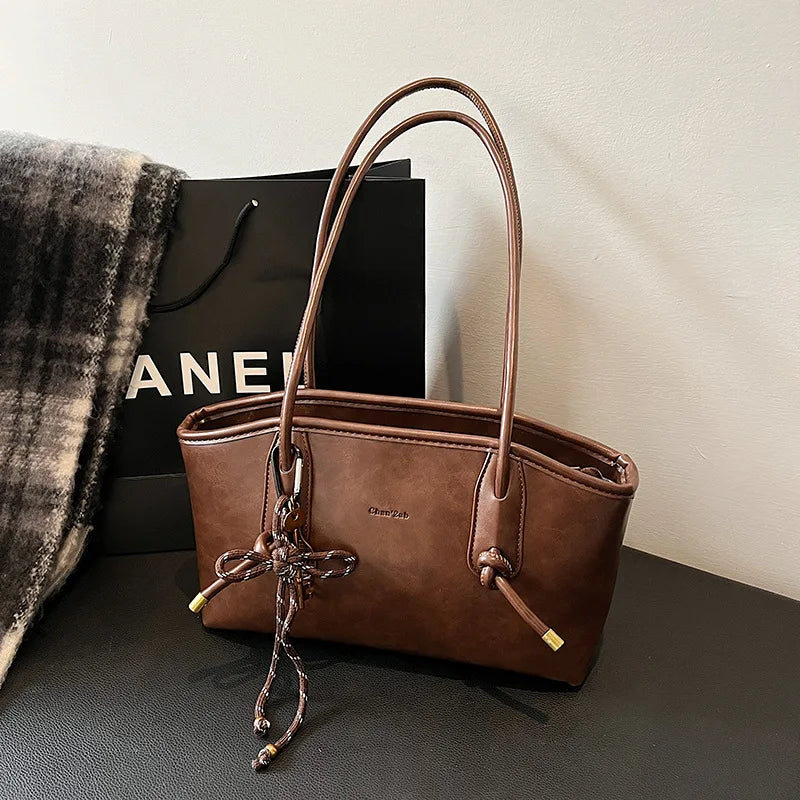 Women’s PU Leather Shoulder Bag – 2025 Winter Y2K Retro Crossbody Tote Handbag & Purse Trendy Casual Everyday Bag