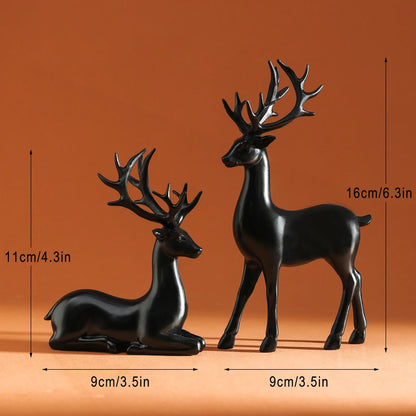 2-Piece Mother & Baby Deer Figurines – Cute Kawaii Sculptures for Kids Room & Christmas Home Decor