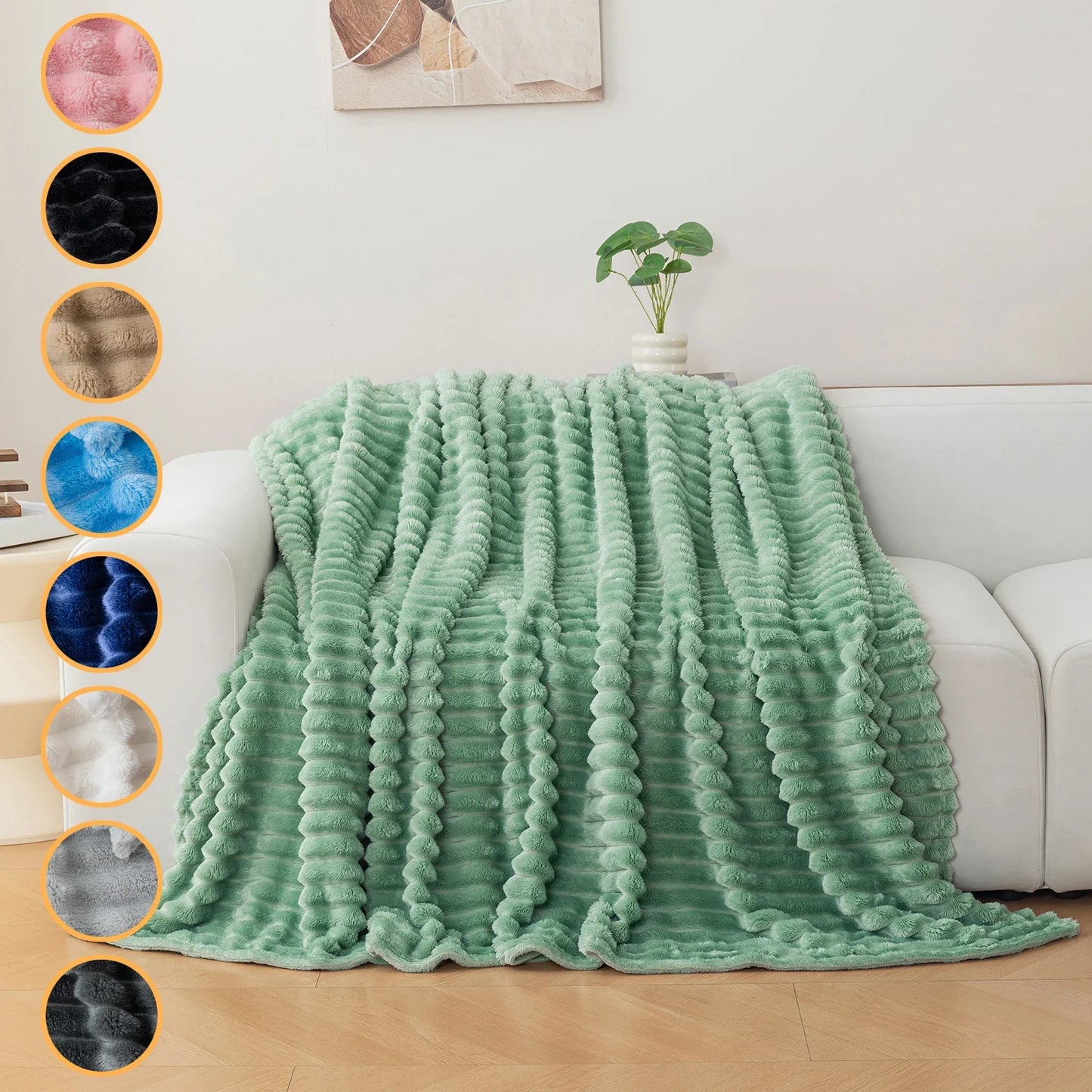 Soft Flannel Throw Blanket – Warm Cozy Nap Blanket, Christmas Gift Idea, Multi-Color Comfortable Home Bedding Cover