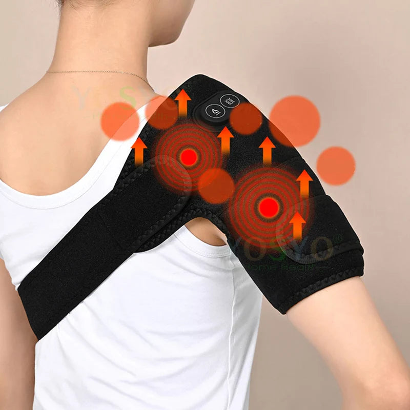 Electric Shoulder Brace & Heated Knee Massager - Vibration Massage Support Strap with Adjustable Three Heating Levels