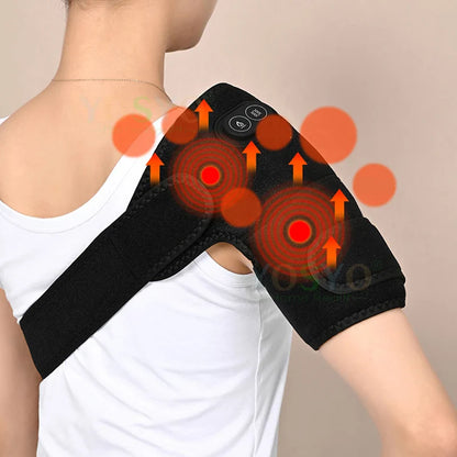 Electric Shoulder Brace & Heated Knee Massager - Vibration Massage Support Strap with Adjustable Three Heating Levels