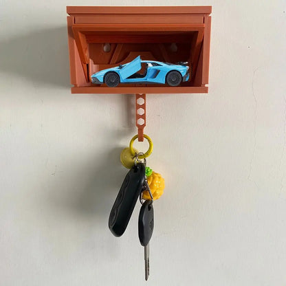 Creative Car Garage Key Holder - Fun Wall Mounted Key Organizer with Easy Install Hook Bracket