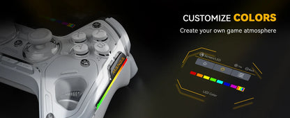 Interactive Wireless Gaming Controller with RGB Light & Hall Effect Stick – Switch/PC/iOS/Android, 1800mAh with Charging Dock