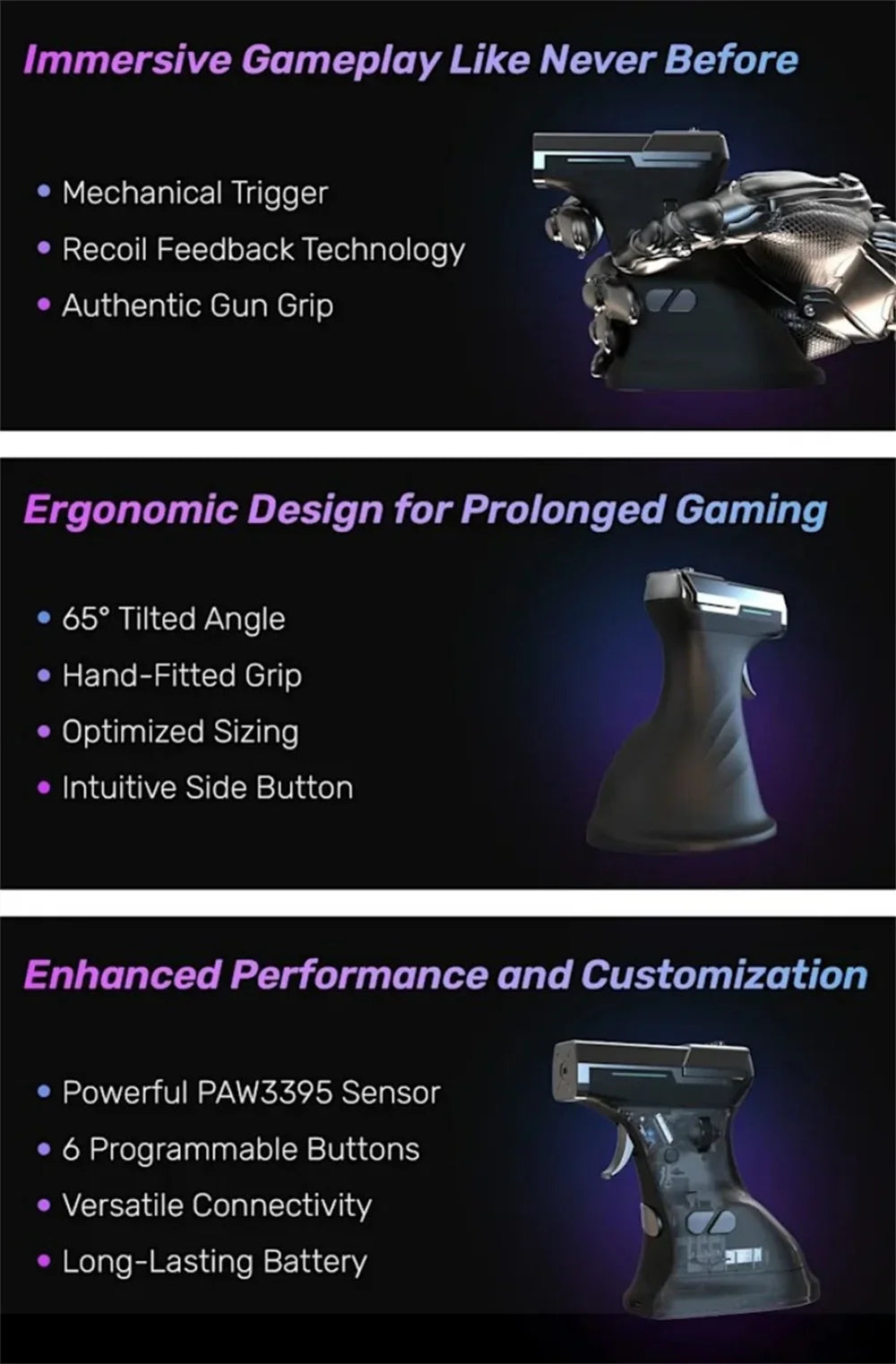Ragnok 3 Gun Gaming Mouse – ErgoStrike 7 FPS Shooter Mouse with Recoil for Immersive Gameplay