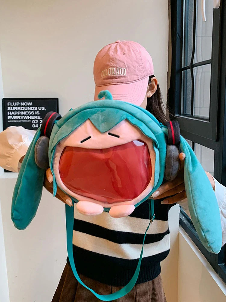 Anime Hatsune Miku Q Version Kawaii Shoulder Bag – Transparent Doll Plush Toy Backpack, Perfect Christmas Gift