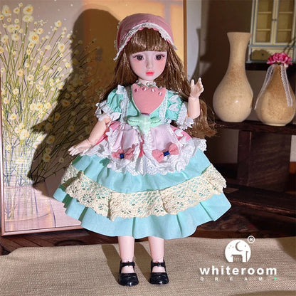 30cm 1/6 BJD Ball Jointed Doll – Starry Gray Eyes with Lolita Fashion Dress, DIY Toy Gift for Girls