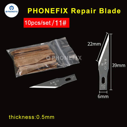 10pcs Precision Scalpel Knife Blades – #4A #11 #18 Non-Slip Metal Craft Replacement for Engraving, PCB Repair, DIY Tools