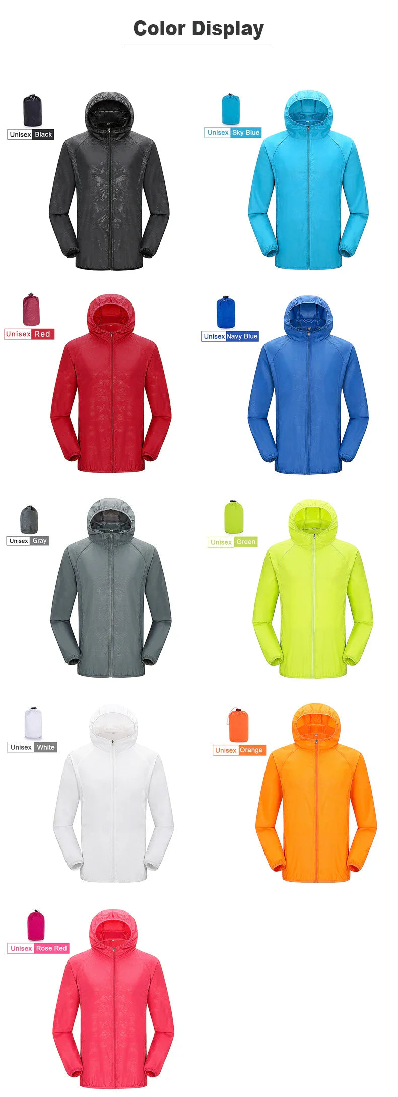 LNGXO Unisex Waterproof Hiking Jacket – Quick Dry Camping Windbreaker, Trekking, Fishing, Anti-UV Rain Coat for Men & Women