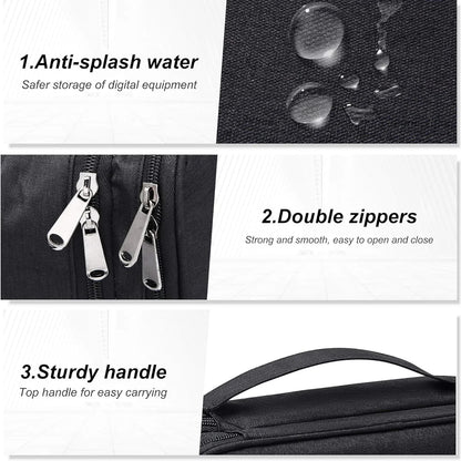 Waterproof Cable Storage Bag: Digital Electronic Accessories Organizer - Portable Travel Case for Cables and Chargers