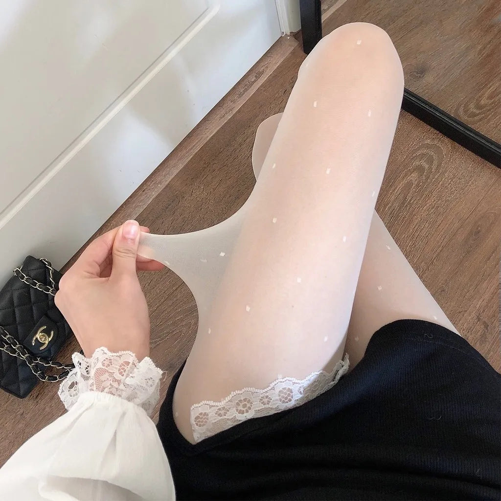 Red Heart Print Silk Stockings — Sexy Nylon Tights for Women, Girls’ Christmas Gift & Nightclub Hosiery