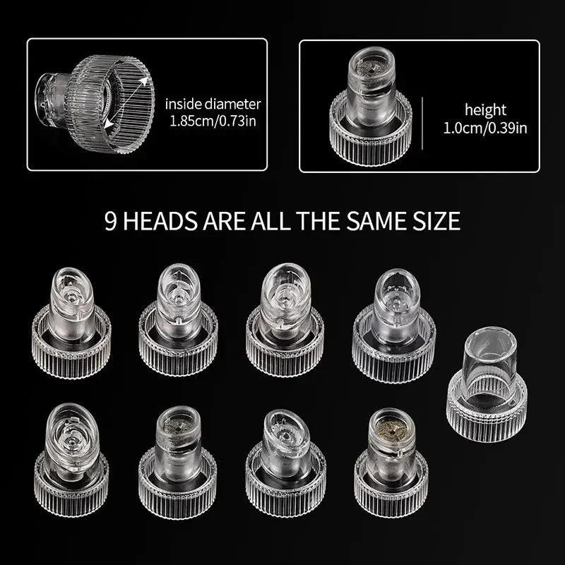 9PCS Hydro Dermabrasion Replacement Tips - H2O Water Oxygen Jet Peel & Hydrafacial Accessories