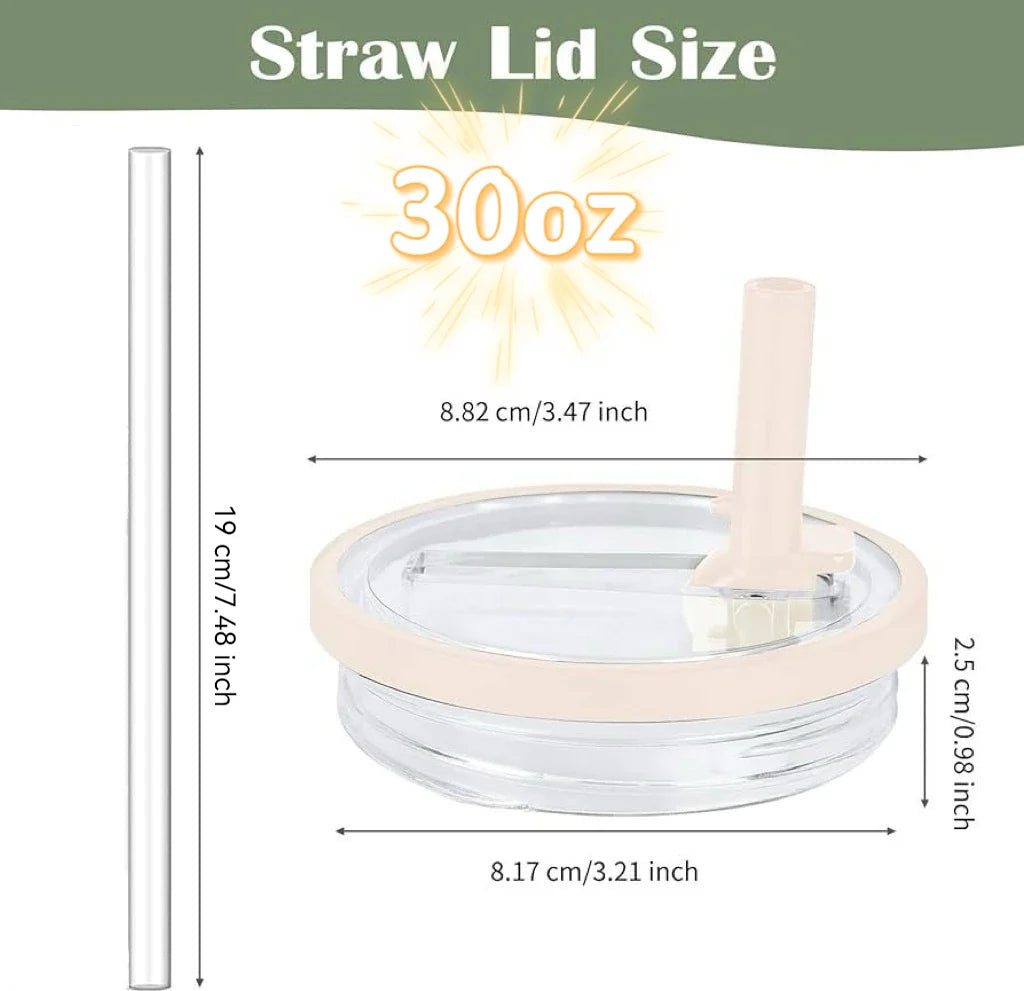 30oz/40oz Tumbler Flip Straw Lid Replacement – Spill-Proof Reusable Cover for Quencher Cups