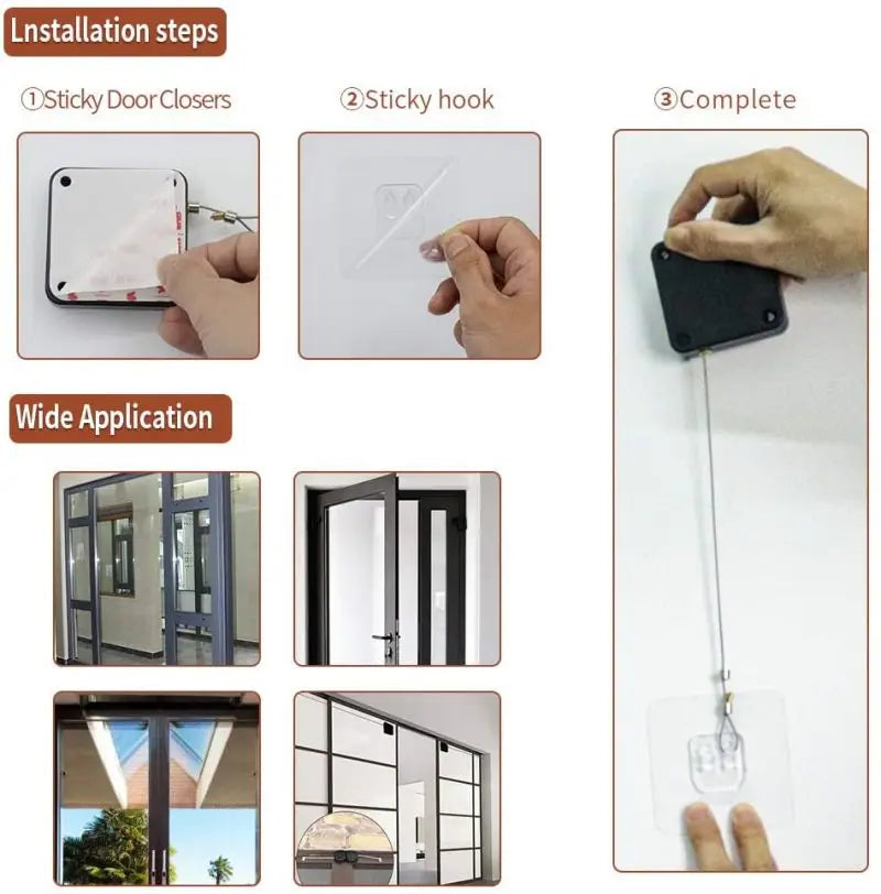 Automatic Sensor Door Closer - Punch-Free Adjustable Surface Door Stopper for Home Improvement