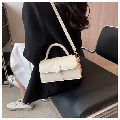 PU Leather Shoulder Bag for Women – Fashion Crossbody Vintage Underarm Square Satchel Handbag (Black)