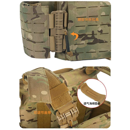 New Combat Vest 6094 – Quick Detachable Lightweight Laser Cut Tactical Vest, Black Gear for Protective Plate Carry