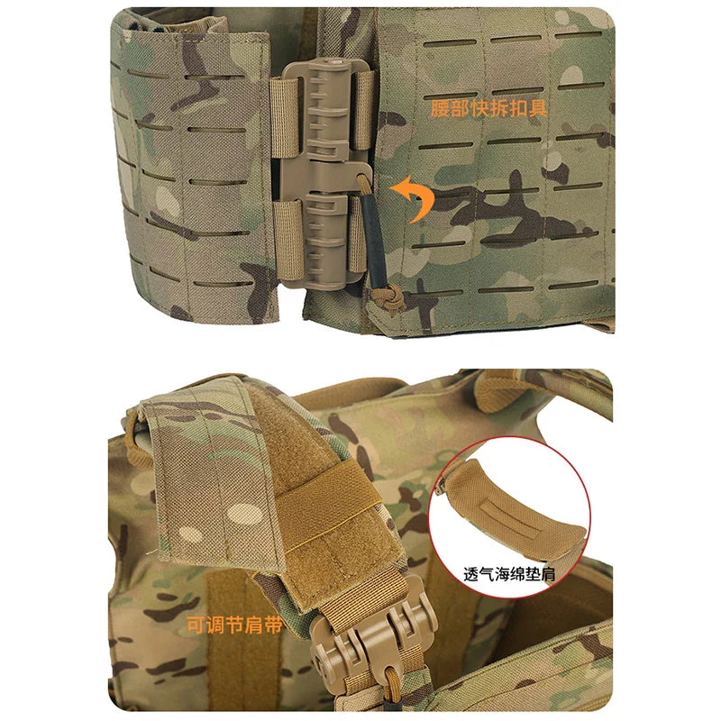 New 6094 Tactical Vest – Quick Detachable, Lightweight Laser-Cut Combat Gear with Protective Plate Carrier