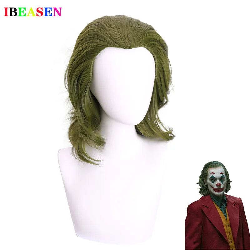 Joker Cosplay Costume Set - Arthur Fleck Red Suit with Green Wig for Halloween & Costume Parties