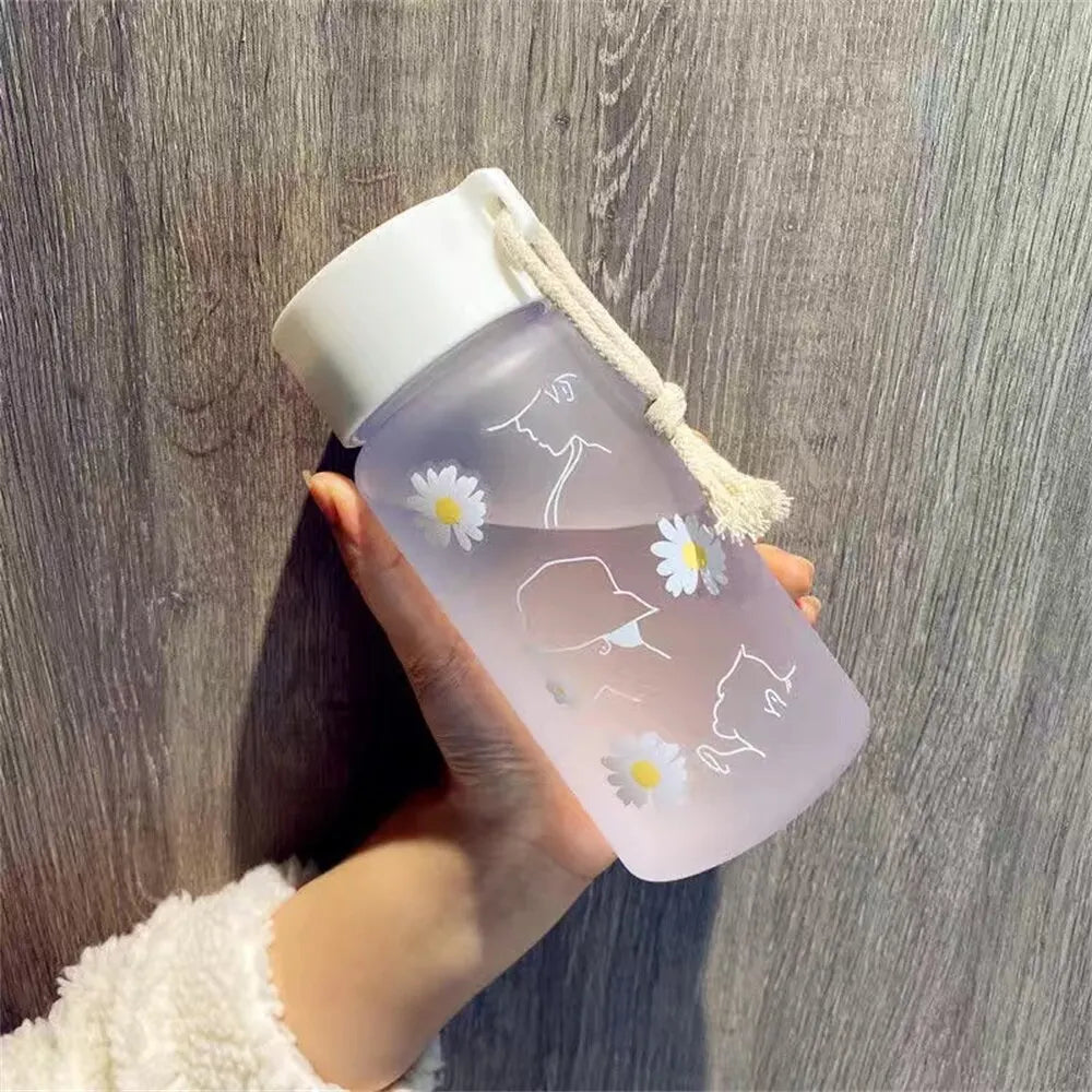 500ml BPA-Free Plastic Transparent Water Bottle - Portable Outdoor Sports Cup with Rope - Student Mug