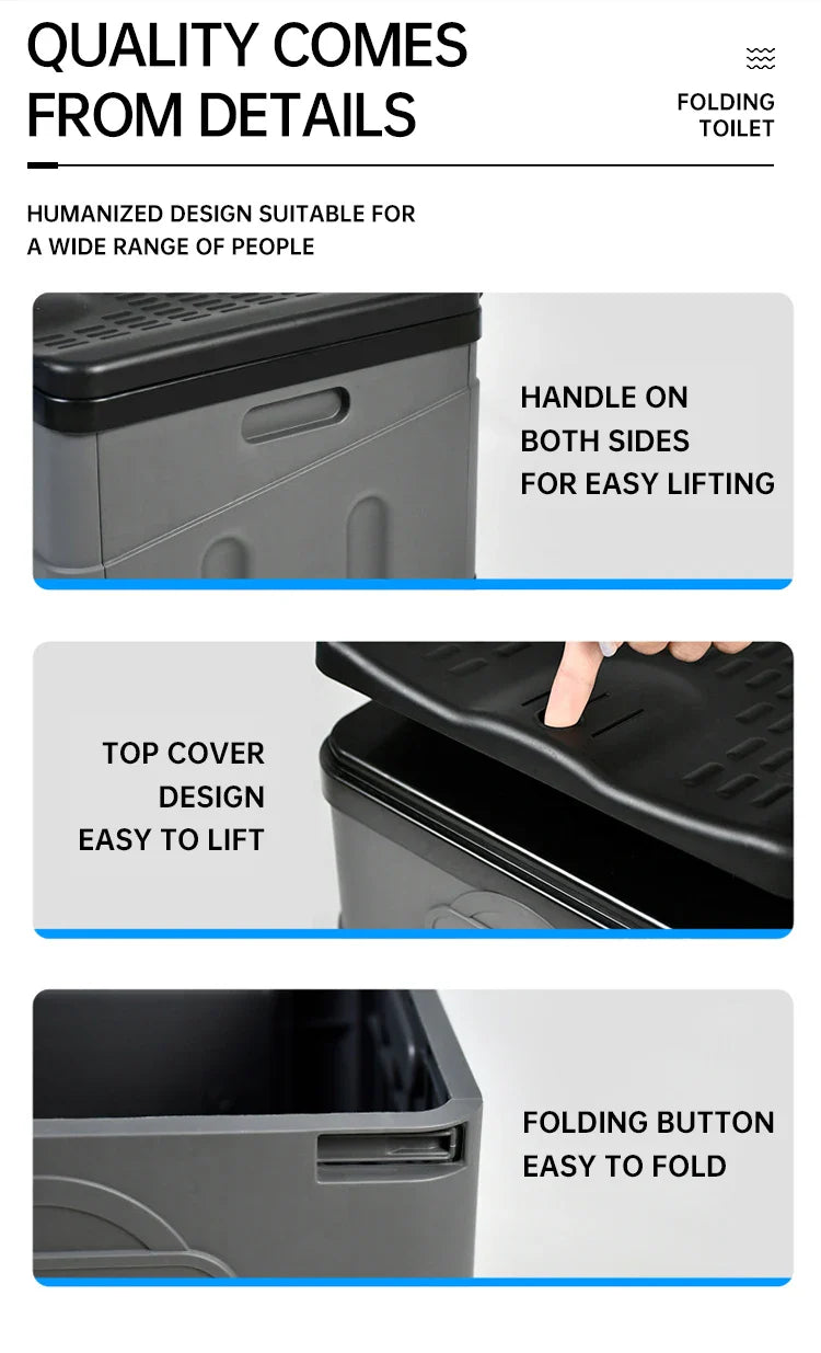 Portable Outdoor Camping Toilet – Odor-Proof Folding Emergency & Multifunctional Travel Toilet