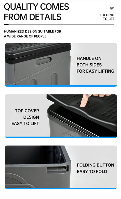 Portable Outdoor Camping Toilet – Odor-Proof Folding Emergency & Multifunctional Travel Toilet