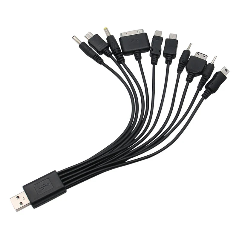 10-in-1 Multi-Head USB Charging Cable - Universal Multi-Port Phone Charger Cord for Samsung, Nokia & More