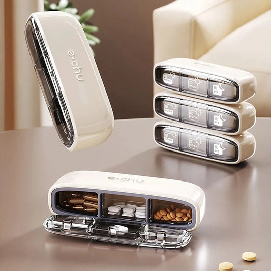 Portable Pill Organizer – 3 Times a Day Travel Pill Box with Compartments for Vitamins & Medicines, Small Pocket Medicine Case