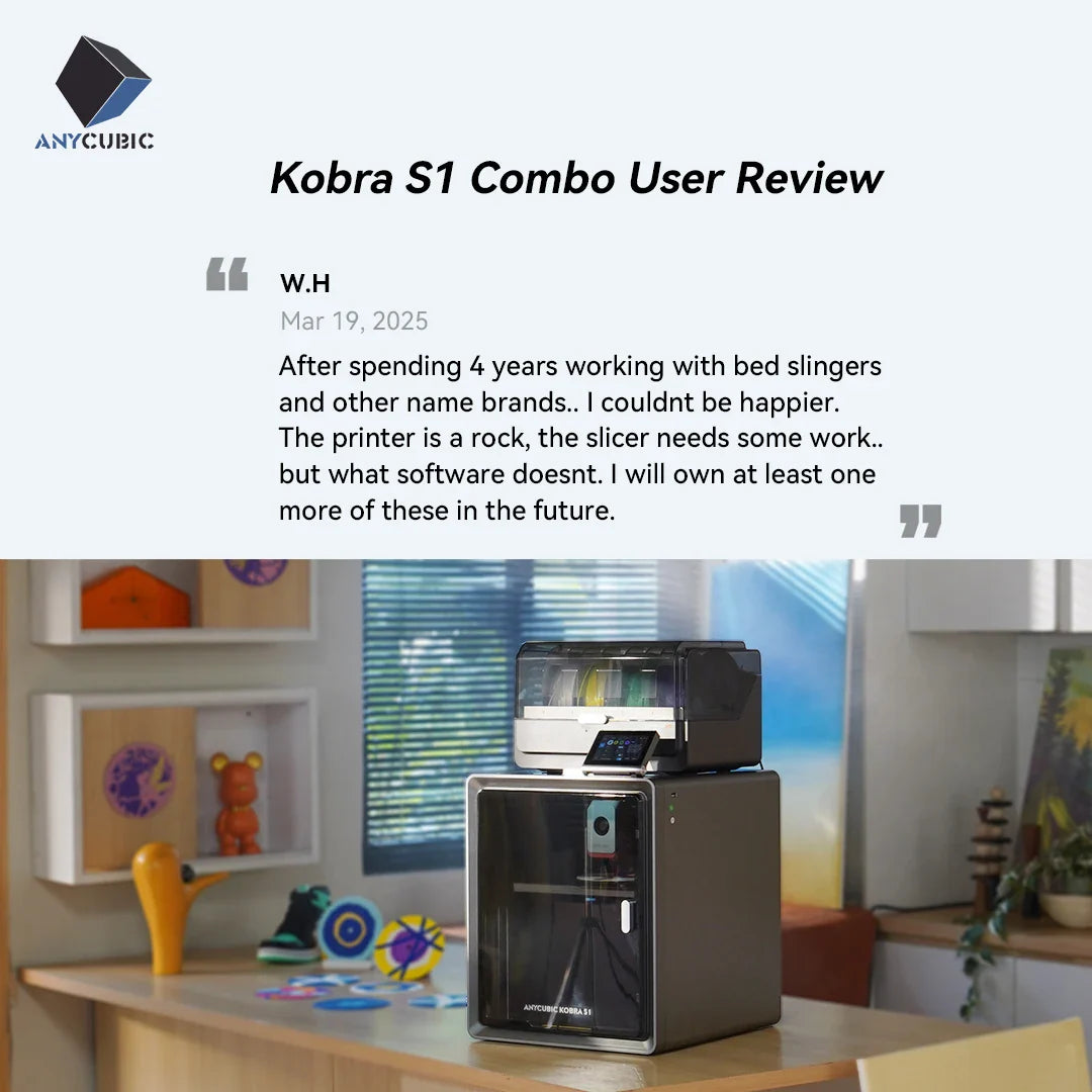 Anycubic Kobra S1 Combo Multi-Color 3D Printer – High Precision Core XY, Ultra-Quiet, Max Speed 600mm/s, Stable Structure