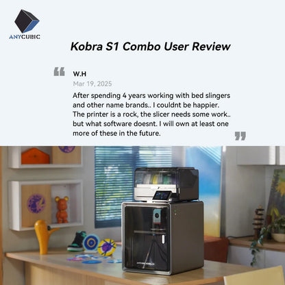 Anycubic Kobra S1 Combo Multi-Color 3D Printer – High Precision Core XY, Ultra-Quiet, Max Speed 600mm/s, Stable Structure