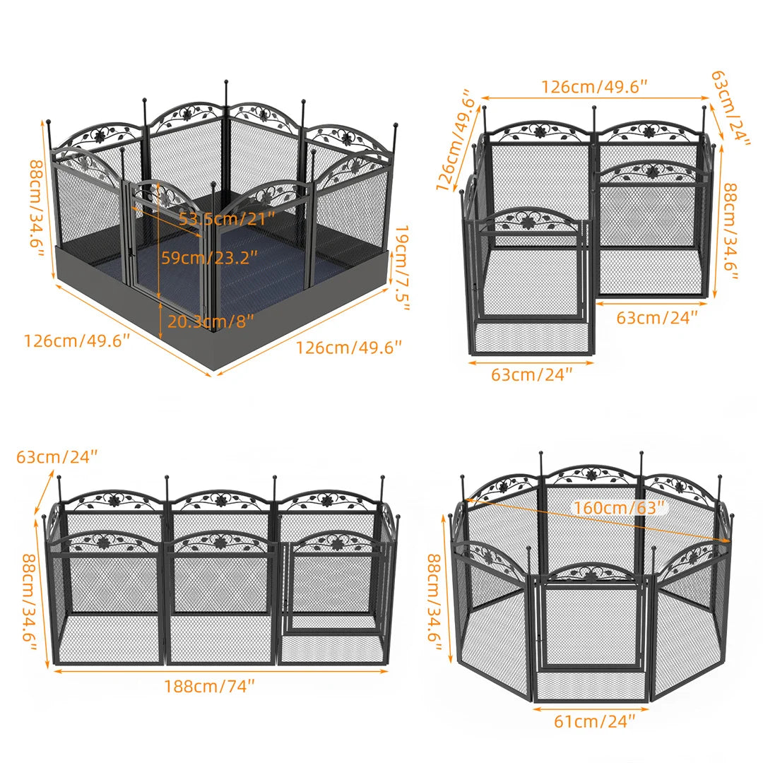 8-Panel DIY Heavy Duty Dog Playpen – Indoor & Outdoor Metal Puppy Fence with Waterproof Pad for Whelping and Training