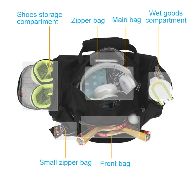 IX Large Gym Bag - Multifunctional Fitness & Travel Shoulder Bag with Wet/Dry Compartments for Men’s Workout, Yoga, and Swimming