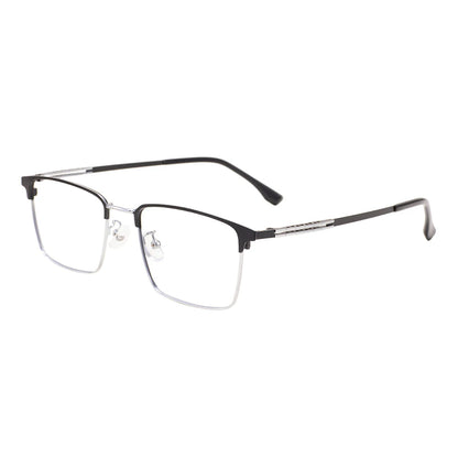 Comfortable Rectangular Men’s Business Glasses – Full Rim Browline Metal Frame for Optical Prescription Lenses
