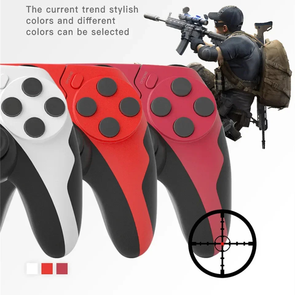 GAMINJA Wireless Bluetooth Controller Gamepad - Double Vibration, 6-Axis Joypad, Touchpad, Microphone and Earphone Port for PS4, PS3, PC