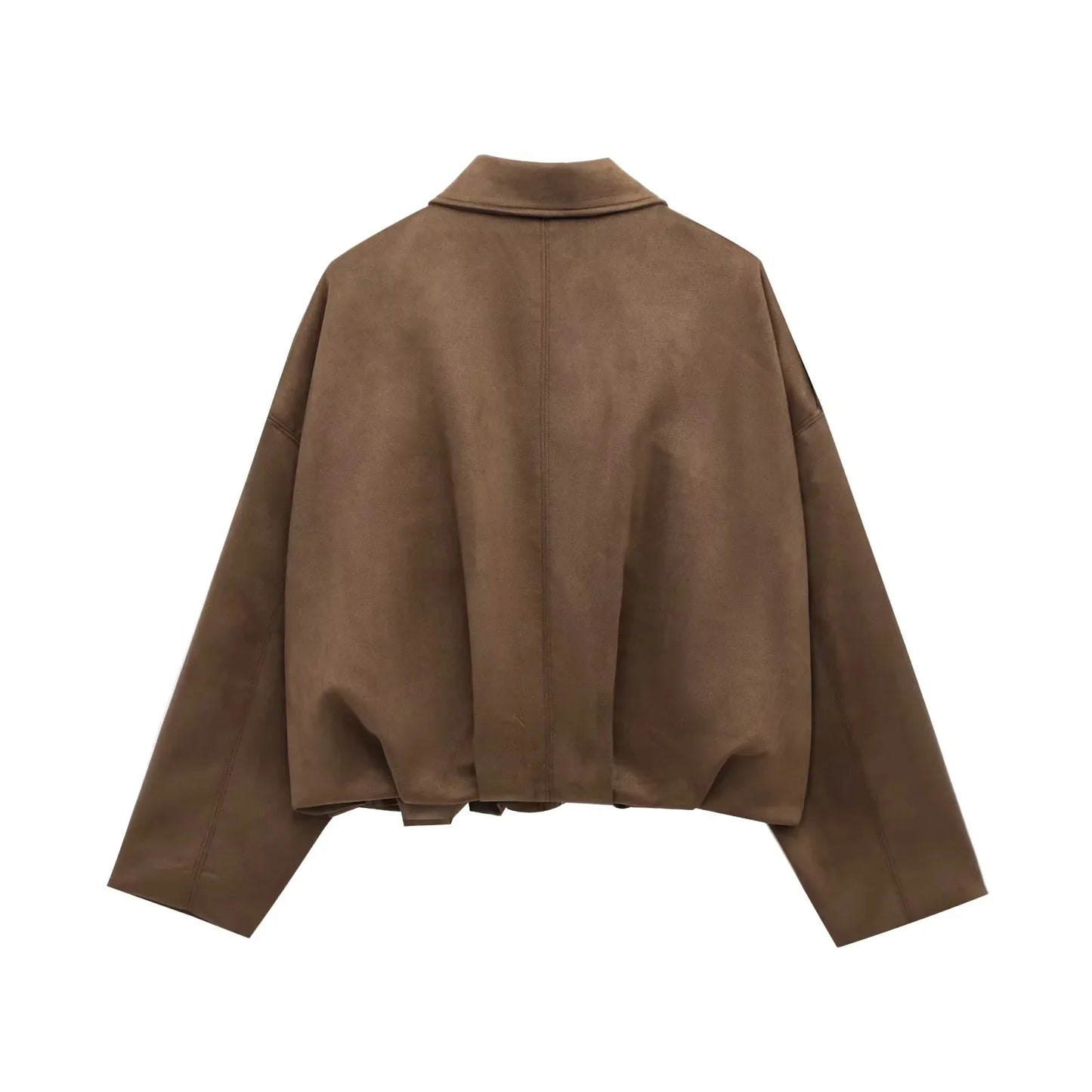 TRAFZA Women’s Casual Bomber Jacket — Oversized Lantern Sleeve Spring/Summer Coat, 2025 Streetwear Zipper Outerwear