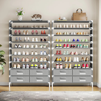 Tribesigns 10-Tier Shoe Rack Organizer – Vertical Shoe Shelf with 4 Drawer Bins, Holds 32 Pairs for Closet & Entryway