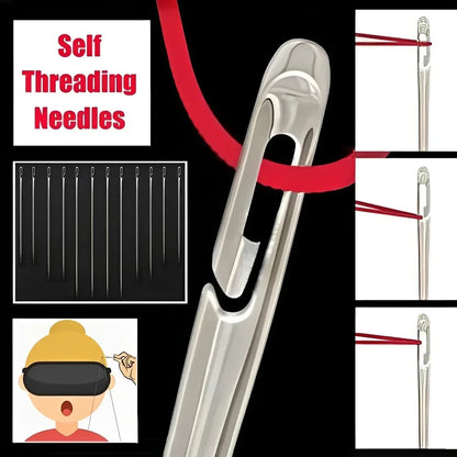 Side Hole Blind Sewing Needles – Stainless Steel Self-Threading Hand Sewing Pins for DIY & Home Use