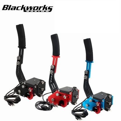 USB Handbrake for Racing Sim — Compatible with G25/27/29, T300, T500, Fanatec OSW, Dirt Rally PC Games, Red/Black/Blue HB-1009