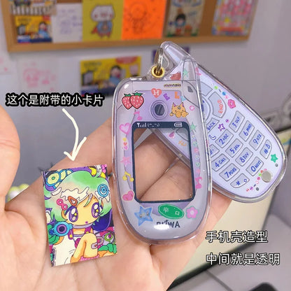 Oliva Acrylic Phone Decoration Keychain — Kawaii Pendant with Photo Frame for 1-Inch Photos, Perfect Birthday Gift