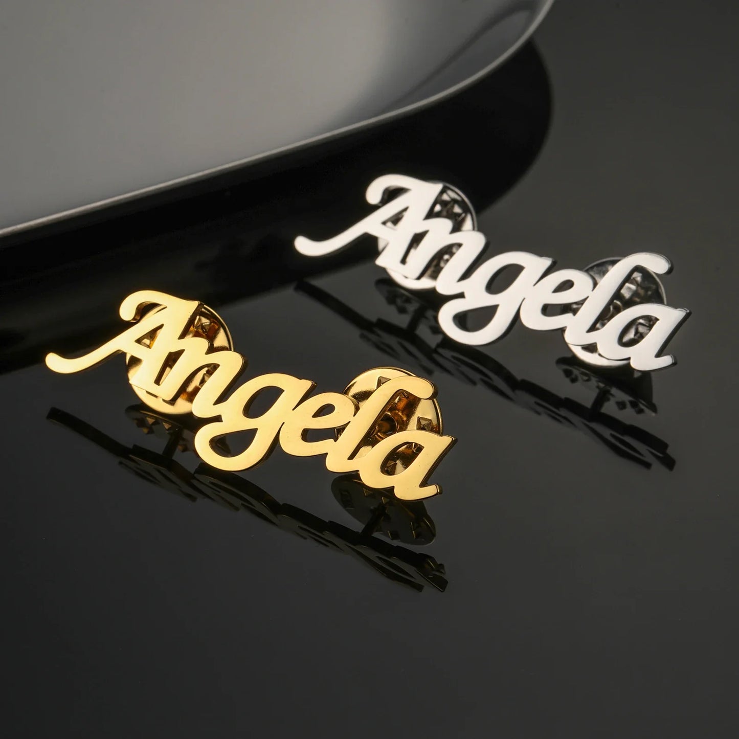Sipuris Custom Name Brooch - Stainless Steel Trendy Pins for Women & Men, Nameplate Jewelry, Valentine's Day Gift