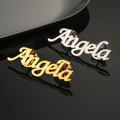 Sipuris Custom Name Brooch - Stainless Steel Trendy Pins for Women & Men, Nameplate Jewelry, Valentine's Day Gift
