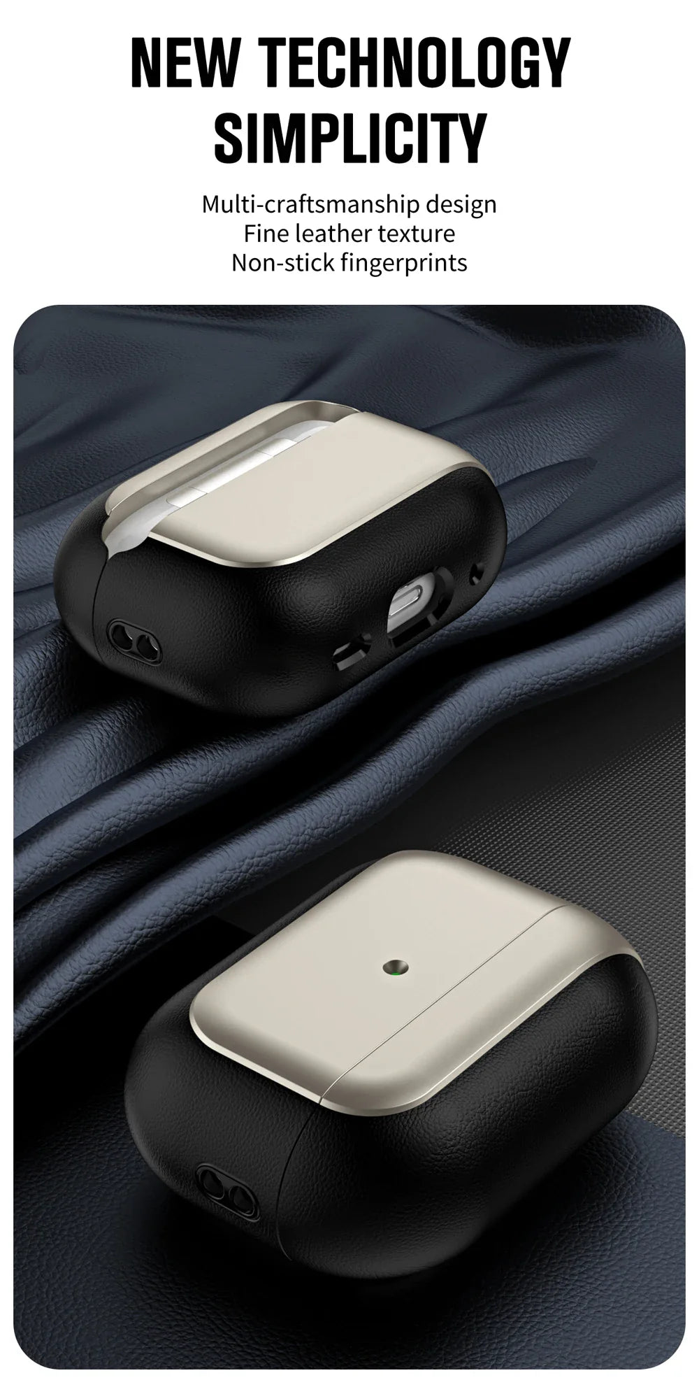 Luxury Leather Pattern Earphone Case for AirPods Pro 2/3/4 – Shockproof ANC Cover with Lanyard