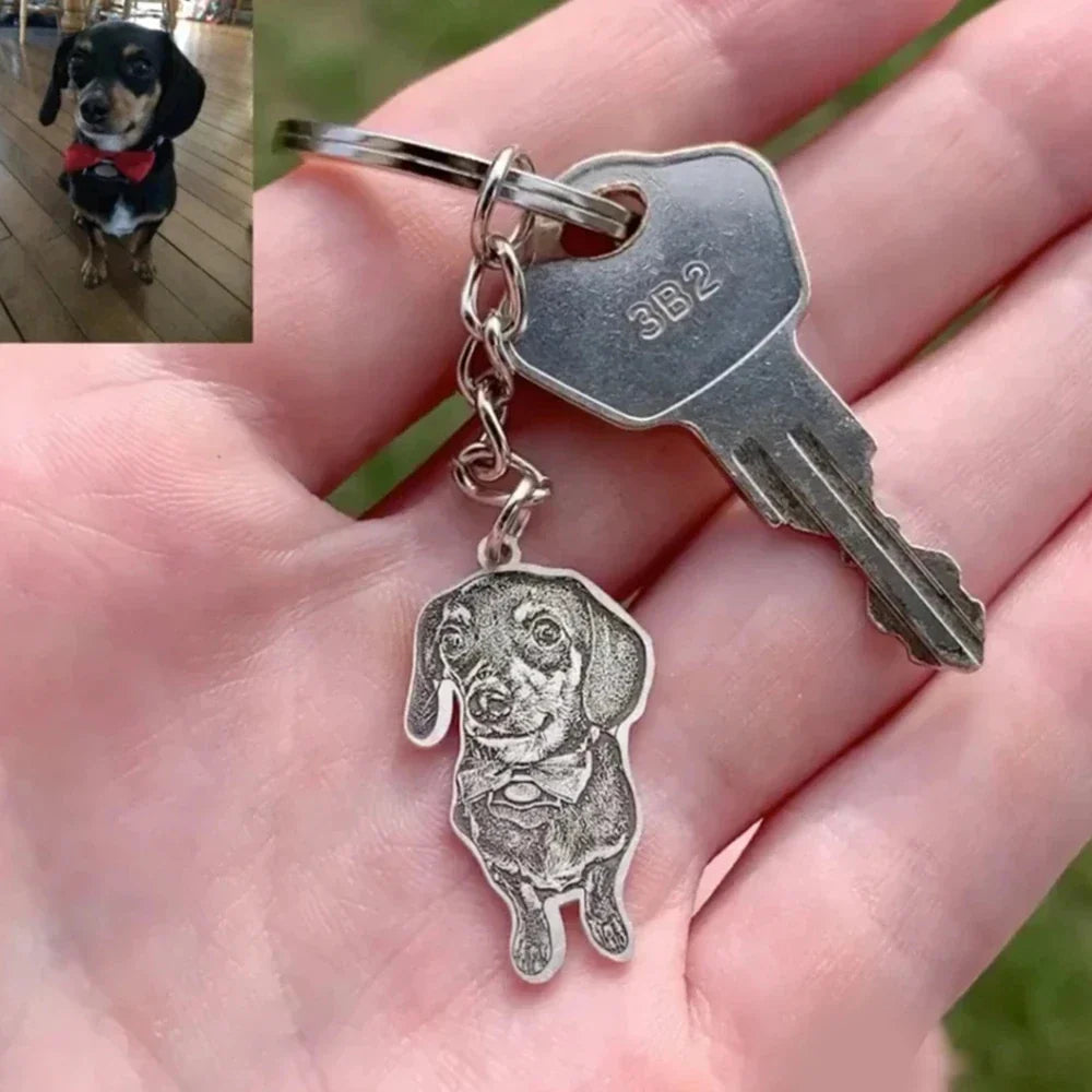 Personalized Pet Photo Necklace — Custom Engraved Dog & Cat Pendant, Handmade Memory Jewelry Keychain Gift