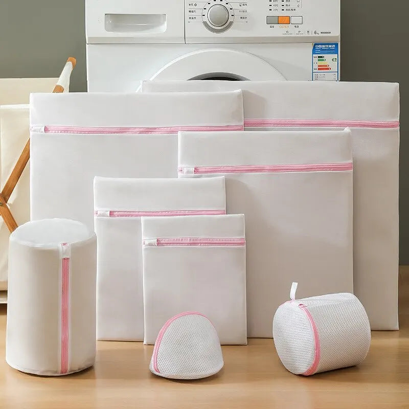 2Pcs/7Pcs Transparent Fine Mesh Laundry Bags – 6 Sizes Reusable Zippered Wash Bags for Machine Protection