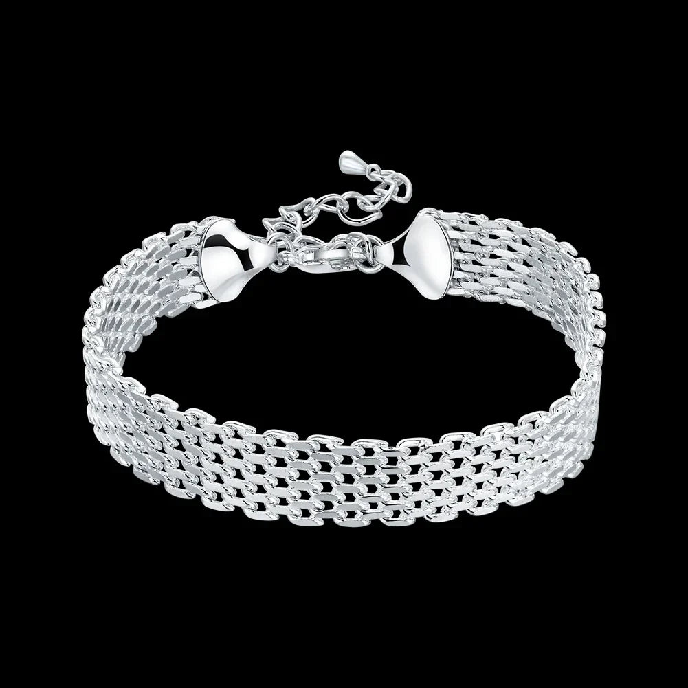 Fine 925 Sterling Silver Chain Bracelet – Solid Charm Jewelry for Women & Men, Party, Wedding & Fashion Gift