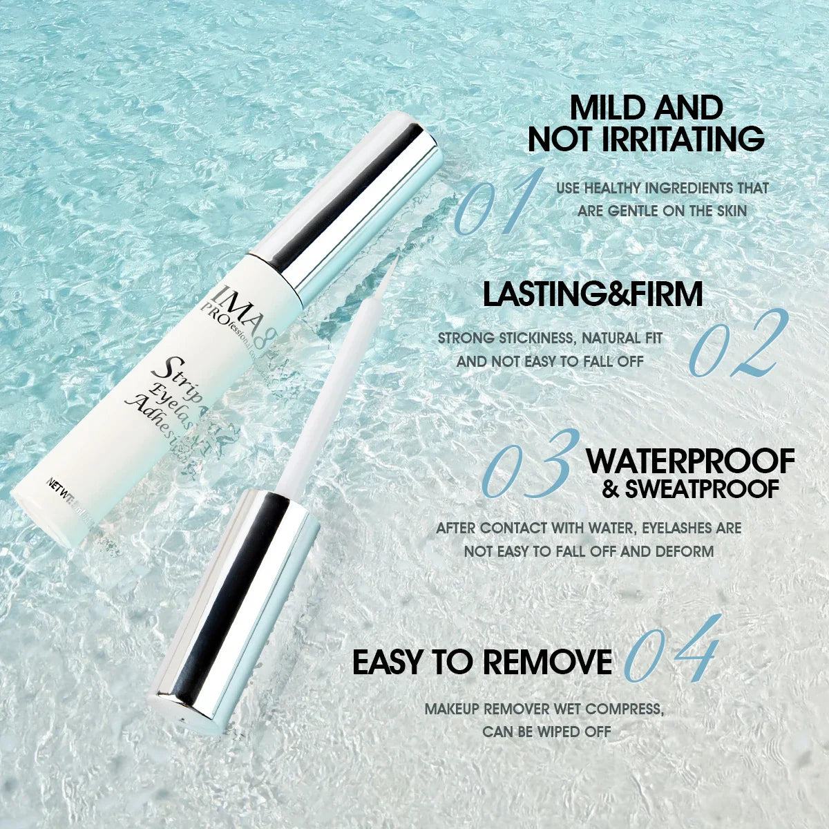 IMAGIC 5ml False Eyelash Extension Glue — Waterproof, Fast-Dry, Long-Lasting Transparent Eyelash Primer Tool with No Irritation